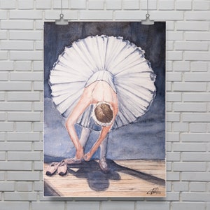 Ballerina Backstage in Ballet Watercolor Painting Poster, Ballet art print