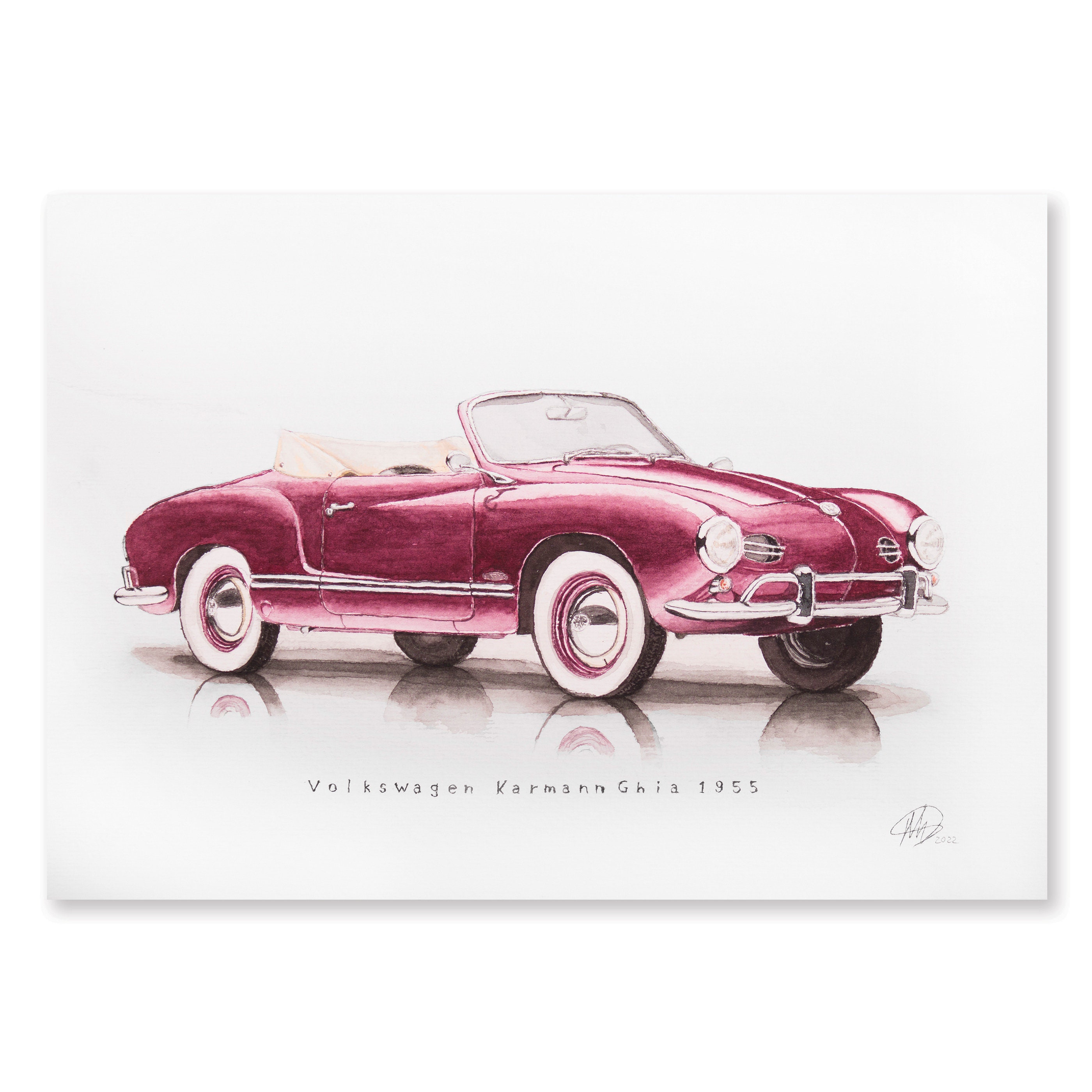Volkswagen Karmann Ghia 1955 Watercolor Vintage Poster - Etsy