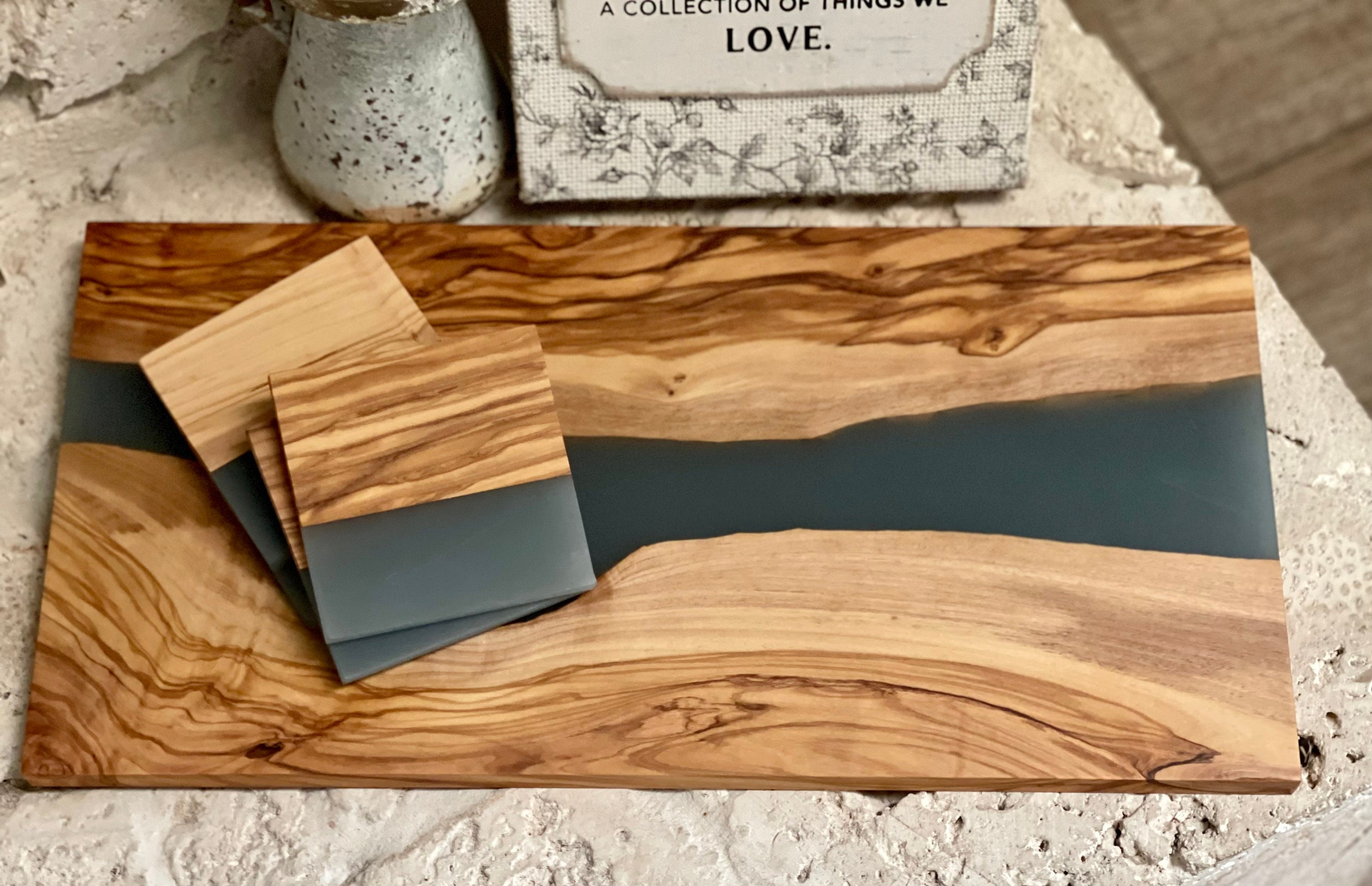 Large Resin Charcuterie Board with Olive Wood | Serves 4-6 People