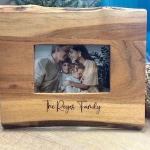 Personalized Live Edge Acacia Wood Picture Frame, Wedding Gift, Housewarming, Engagement