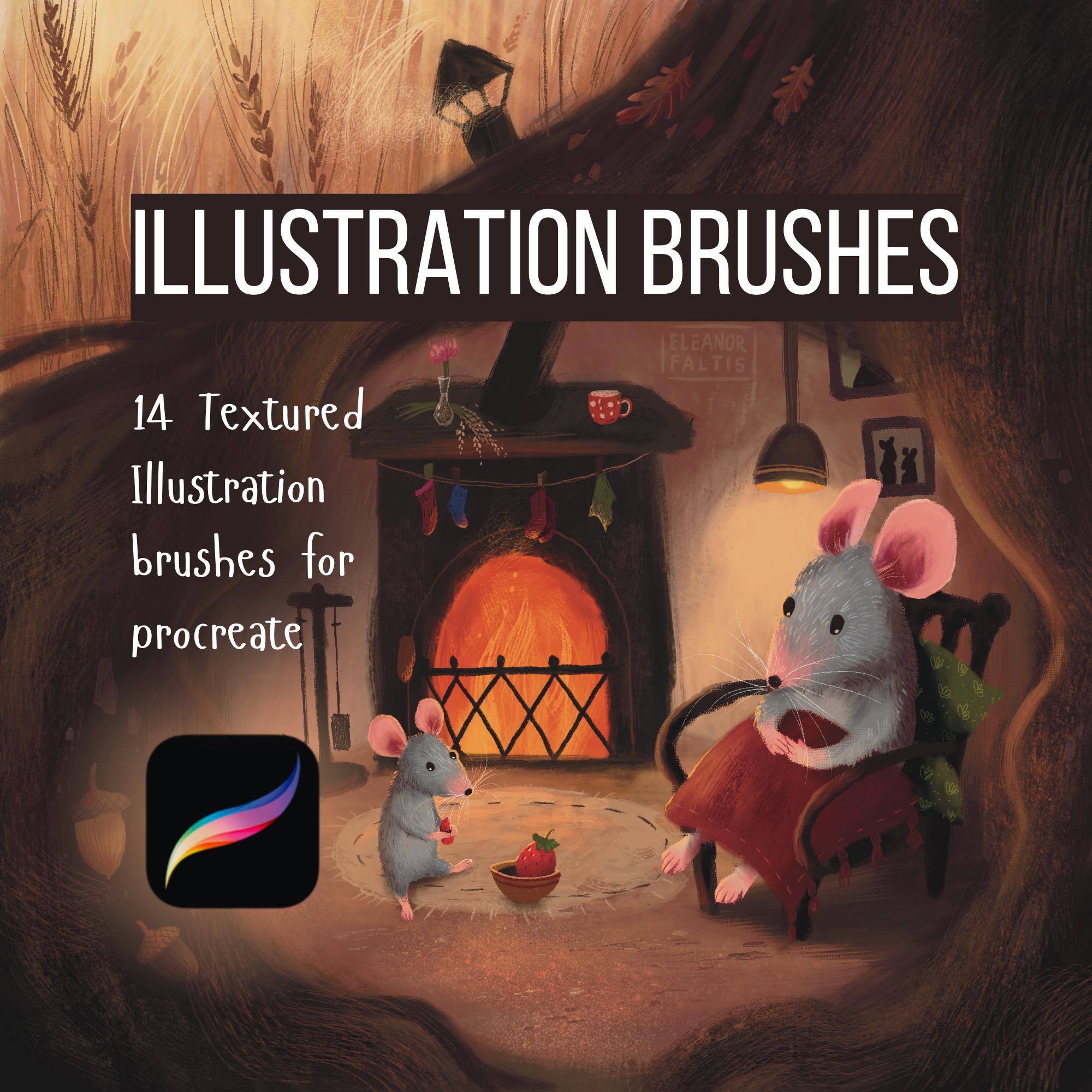 Procreate Illustration Brushes Set – Realistic Gouache, Watercolor, Pencil, Charcoal & Pastel