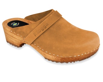 Camel Nubuck Klogga Quality Wooden Clogs Handmade Swedish Design Shoes for Men and Women
