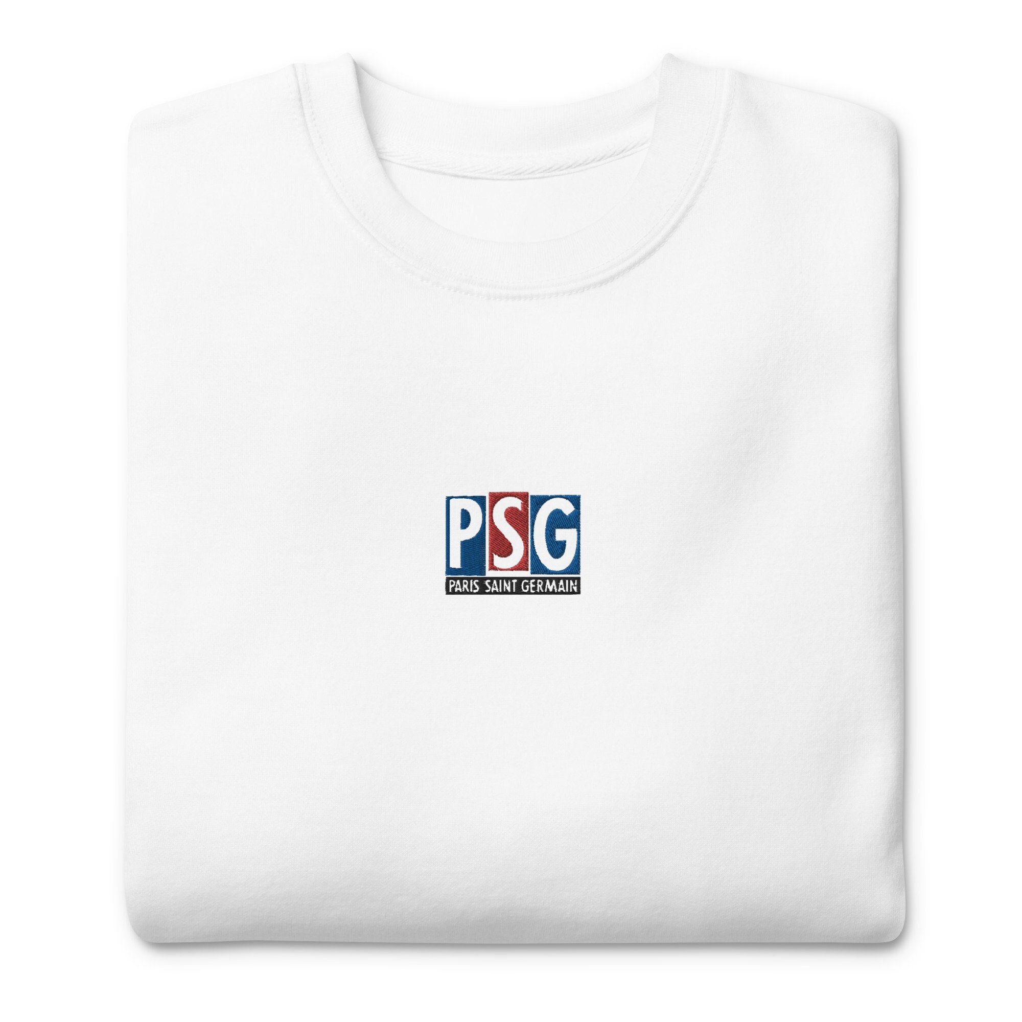 Vintage PSG Logo Embroidered Premium Sweatshirt / Retro White 