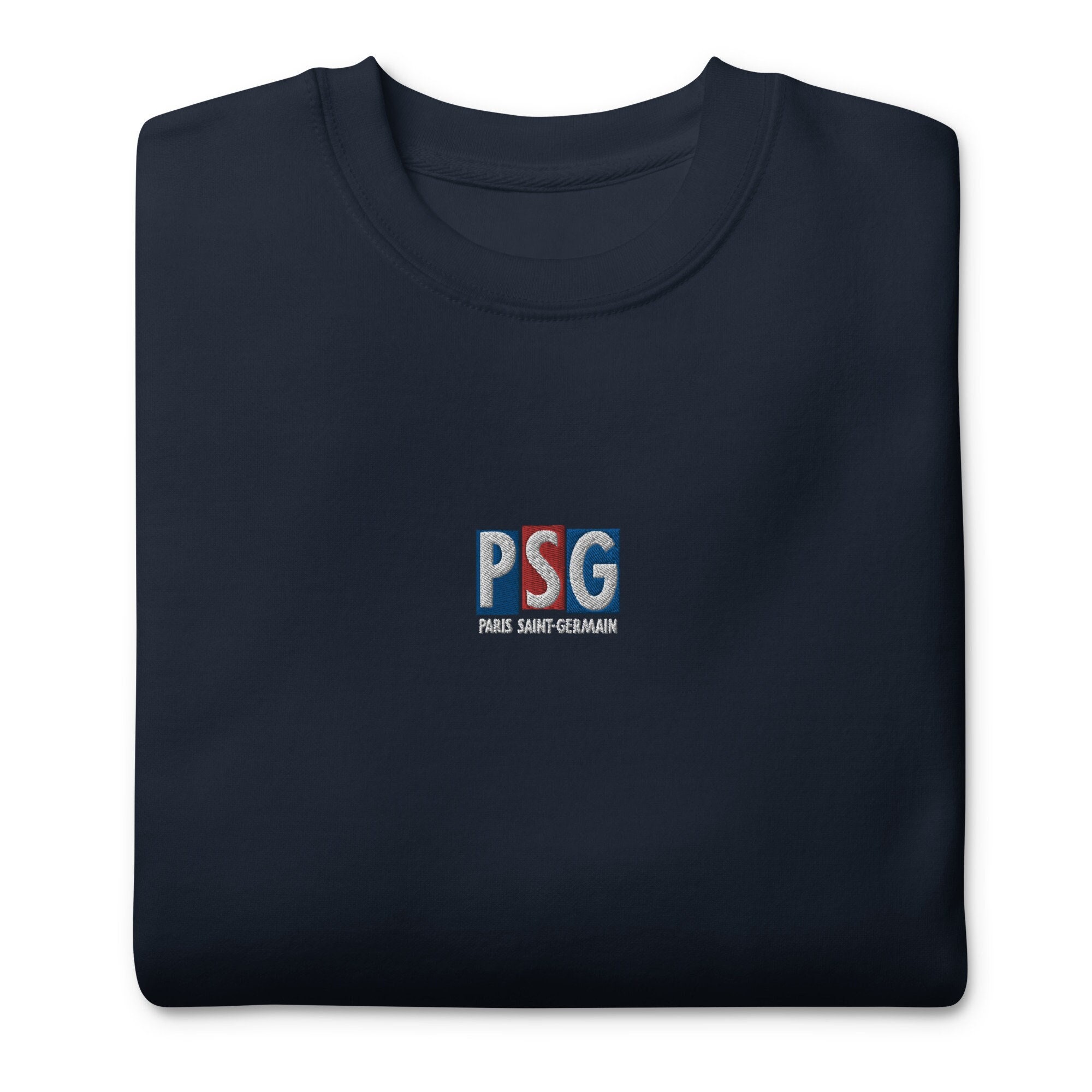 Vintage PSG Logo Embroidered Premium Sweatshirt / Retro White 