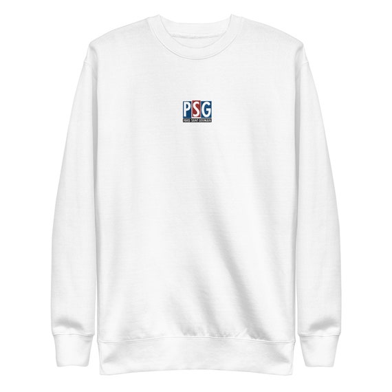 Vintage PSG Logo Embroidered Premium Sweatshirt / Retro White 