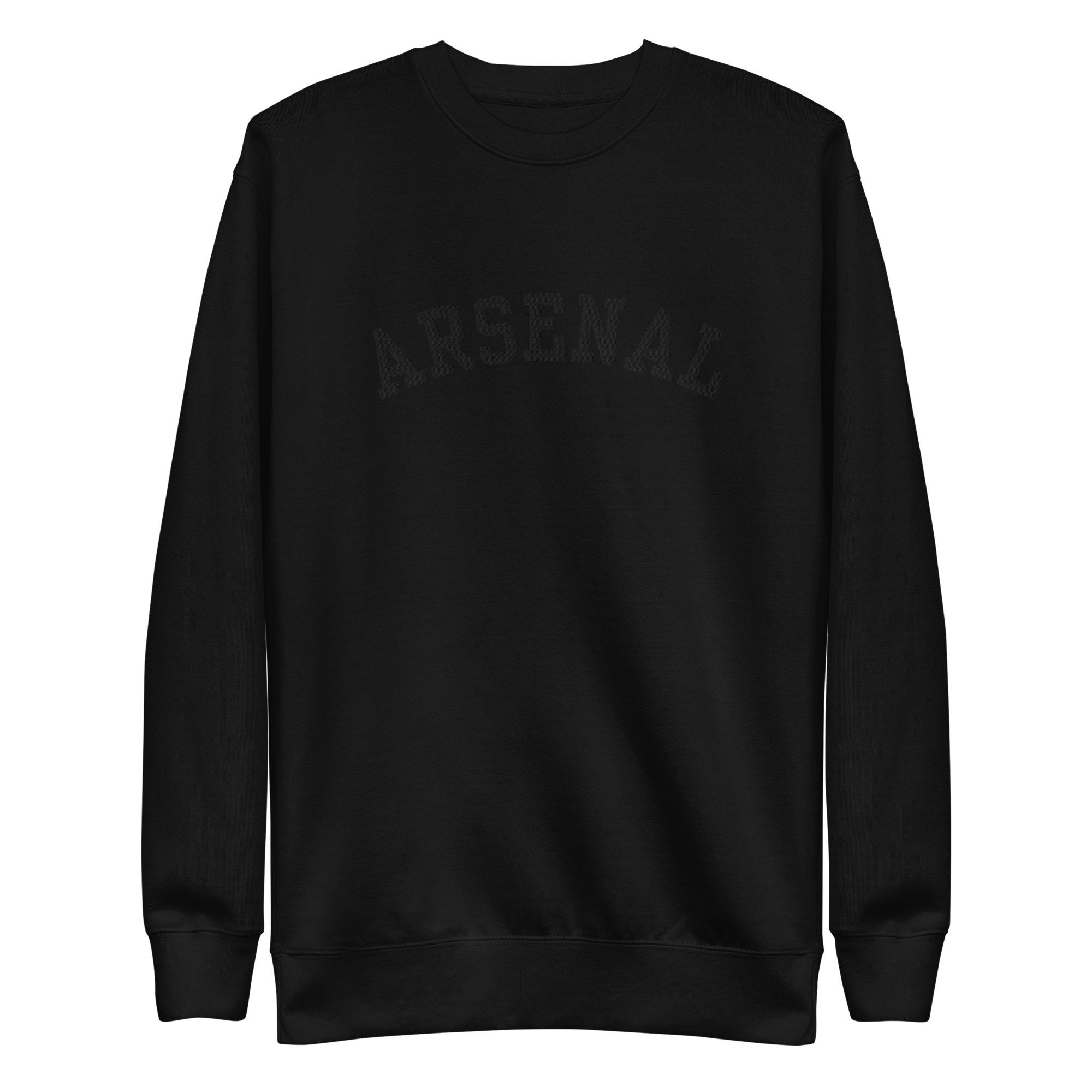 Vintage Arsenal FC Embroidered Premium Sweatshirt / Retro Black on