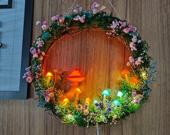 Handmade Wreath, Mushroom Forest, Mini mushrooms, Home decor, Wall Hangings, Cottage core, Fairy