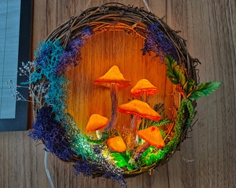 Glowing Mushroom, Beautiful Dried Flower Mushroom Lamp, Gift for Her, Unique Gift, Children's Room Decor