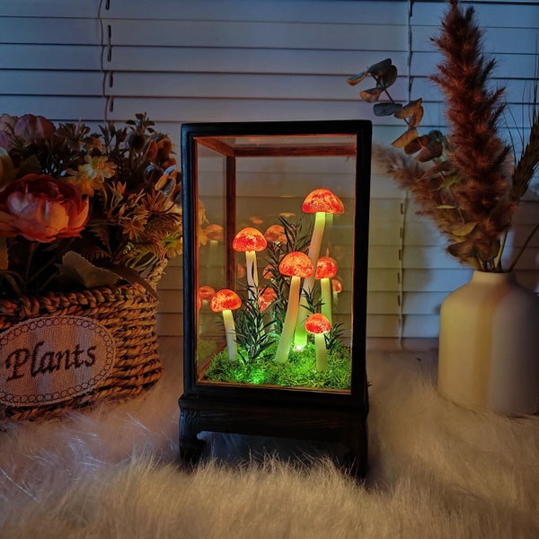 Handmade Mushroom Lamp, Unique Dried Flower Night Light, Handmade Gifts Light, Night Light, Creative Gift, Valentine Gift