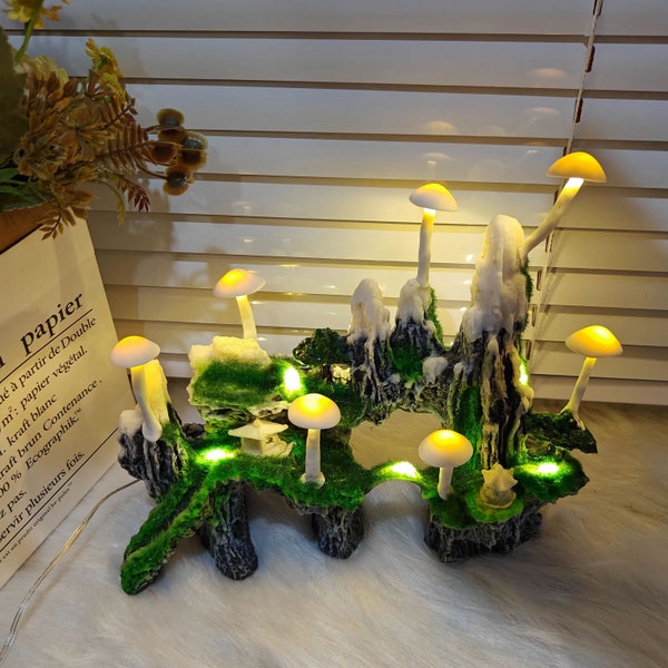 Rockery Bedside Mushroom Night Light, Desktop Ornaments, Gift, Diy Handmade Mushroom Lights, Birthday Gift, Office Decorations