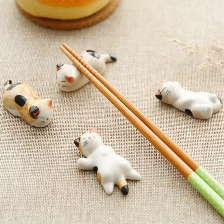 Cute Kawaii Style Chopstick Rest. A Set of 6 Kitten Chopstick Etsy UK