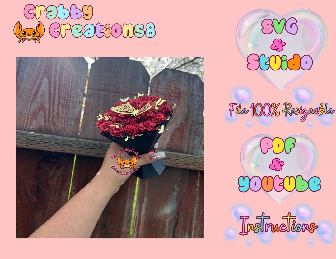 XL Paper Bouquet Svg 8 Sides Paper Bouquet Ramo Buchon SVG Etsy