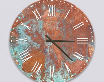 Glass Wall Clock in our "Aged Copper" Design