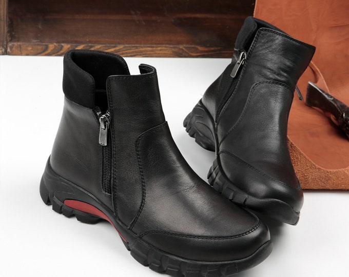 Handmade Women Leather Boots,Oxford Women Flat Shoes, Casual Shoes, Short Boots,Booties,Black Booties,Brown Boots,Winter Boots