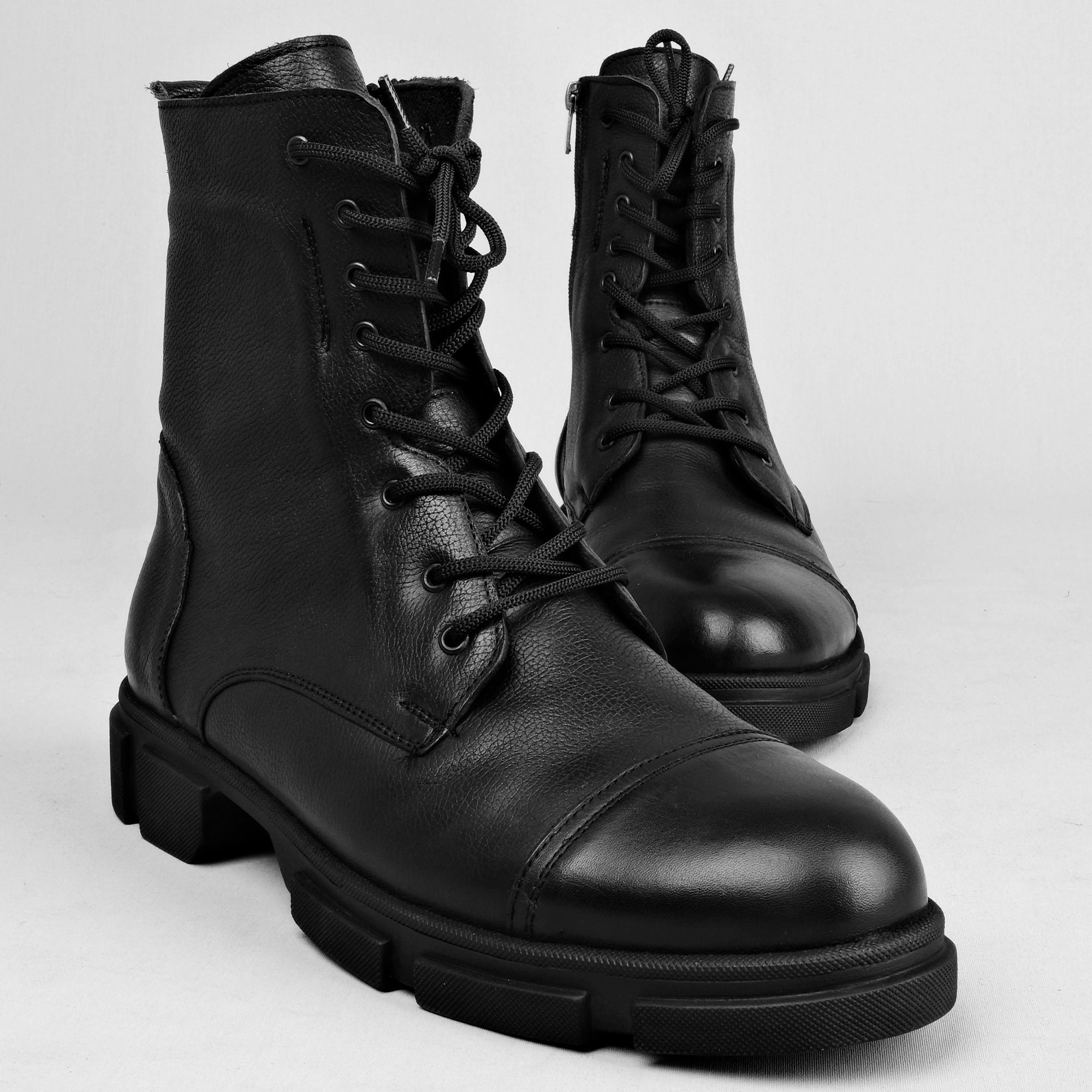 Handmade Mens Geniune Leather Military Combat Boots Casual Etsy