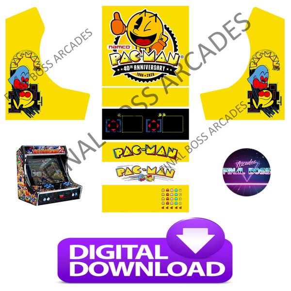 Bartop Arcade cabinet artwork graphics - Pacman theme