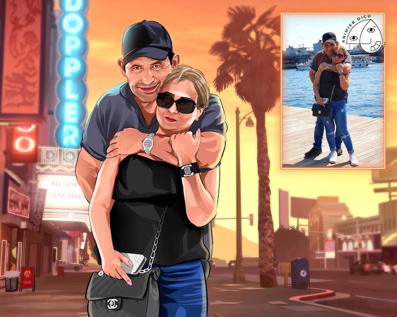 GTA Drawing, Personalized GTA Portrait, individually handmade art for you or as a gift for gamers image 7