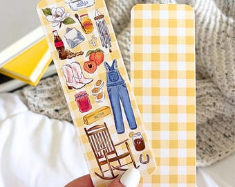 Southern Icons Bookmark | Cute Original Art Bookmark | Gifts for Readers | Gingham | Southern Country Aesthetic | Nostalgic Art | Book Club