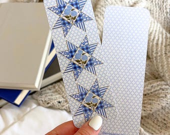 Floral Hydrangea Quilt Square Bookmark | Cottagecore Reader Gift