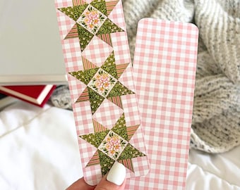 Floral Fern Quilt Square Bookmark | Cottagecore Reader Gift
