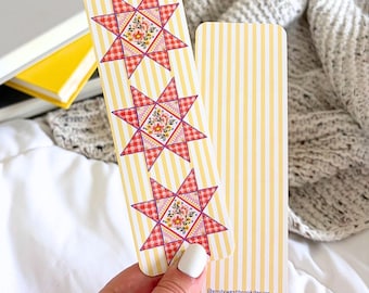 Floral Marigold Quilt Square Bookmark | Cottagecore Reader Gift