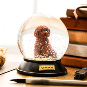 Snoowg Pet Snow Globe | Toy Poodle Light & Dark Color | Customizable Name Tag, Perfect Housewarming Gift, Valentine&#39;s Gift
