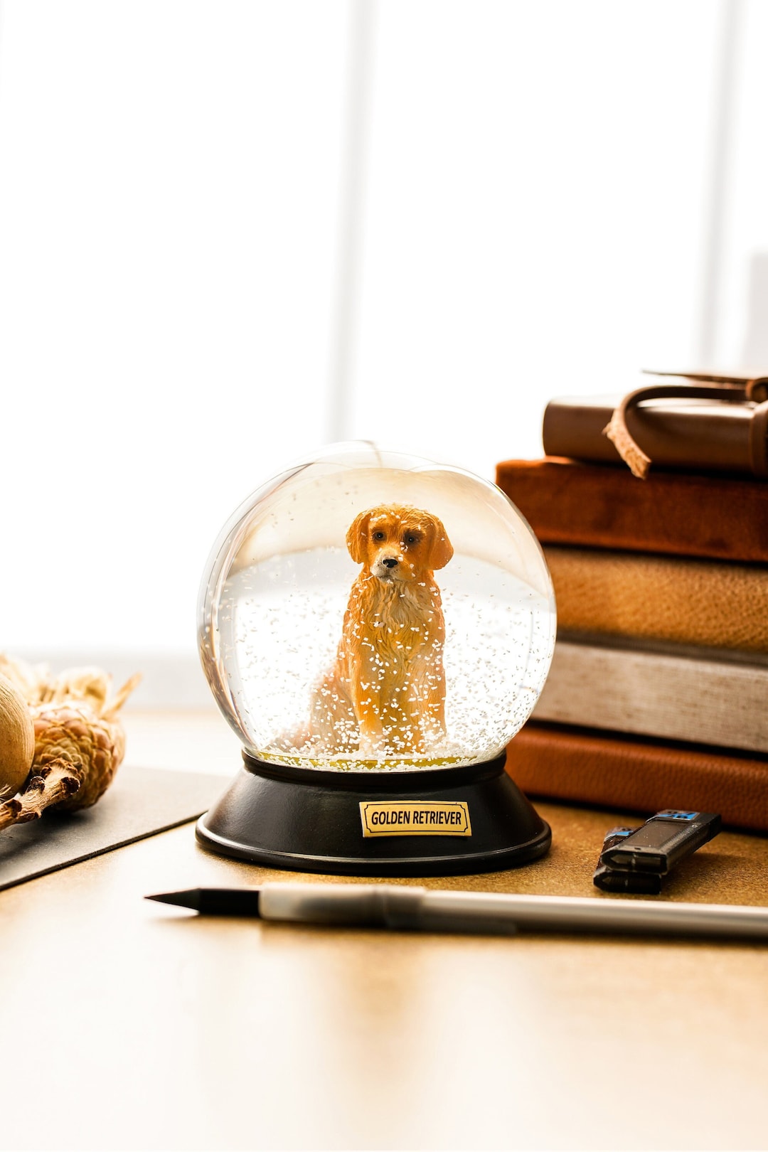 Snoowg Pet Snow Globe Golden Retriever Customizable Name Tag, Perfect