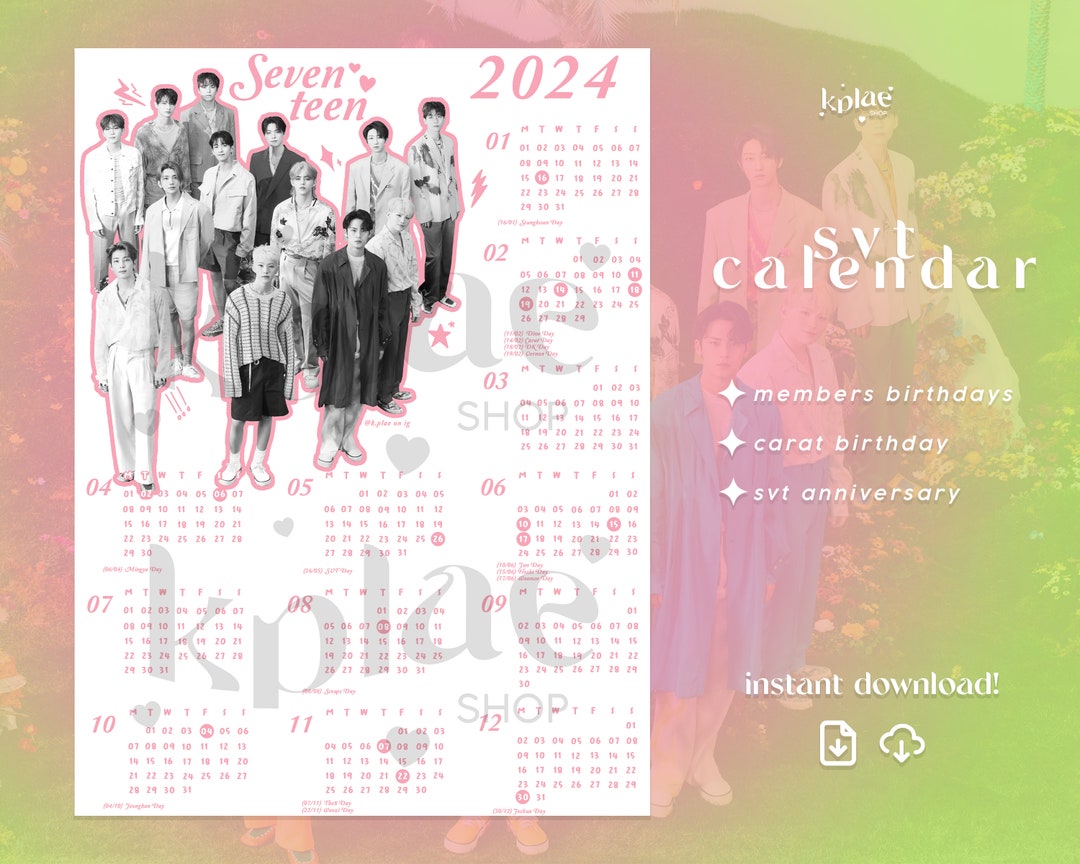 SEVENTEEN CALENDAR 2024 Seventeen Calendar, Wall Calendar, Kpop