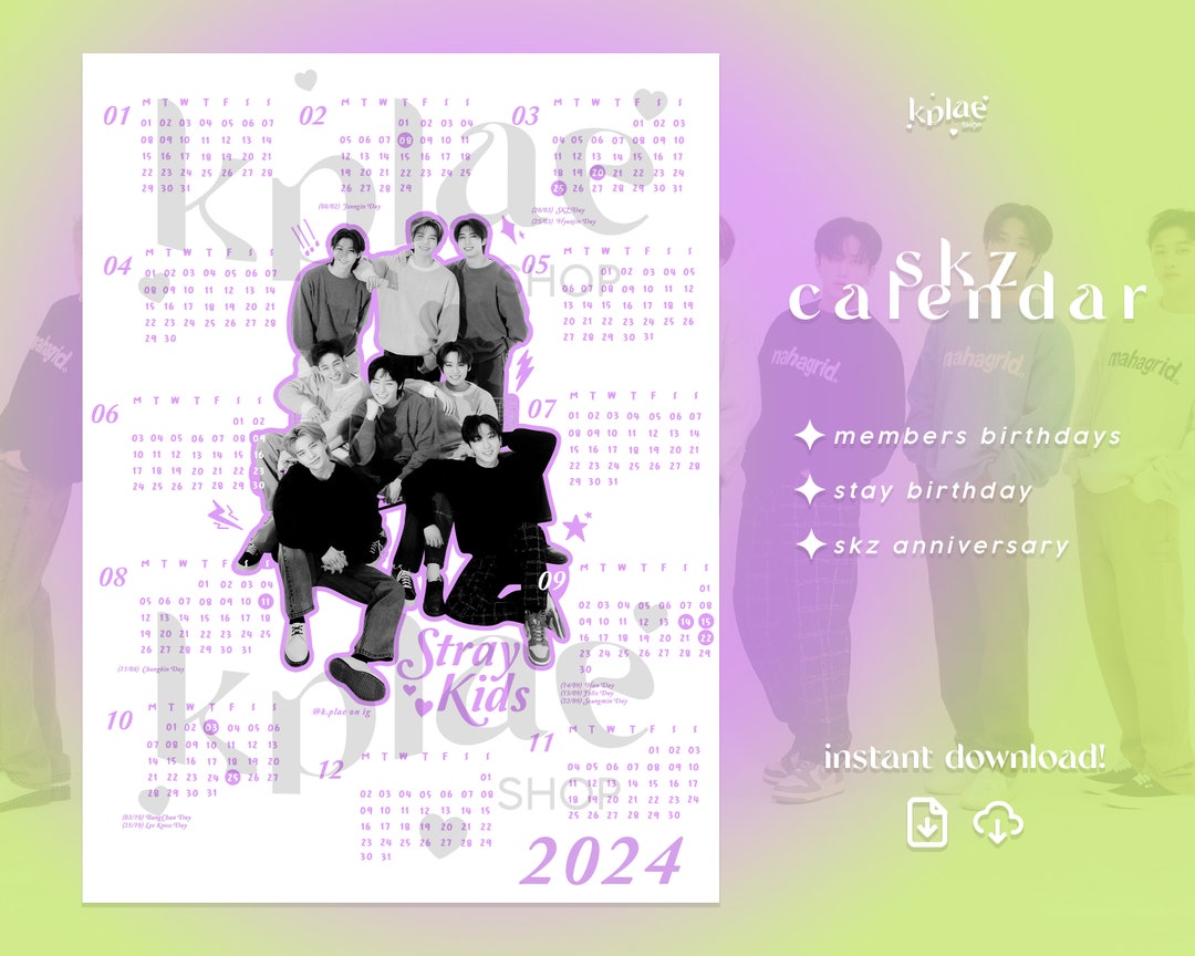 STRAY KIDS CALENDAR 2024 Stray Kids Skz Calendar, Wall Calendar, Kpop