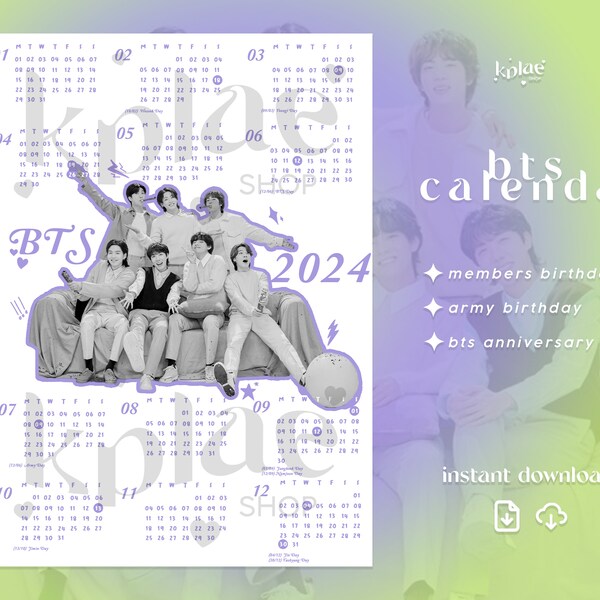 Bts 2025 Calendar Etsy