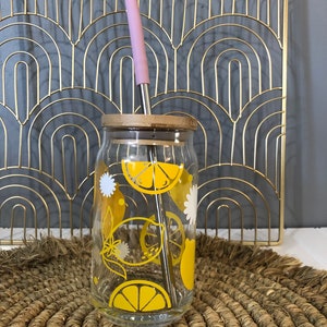 Lemonade Glass | Summer Cup | Glass Boho Cup | Coffee Cup