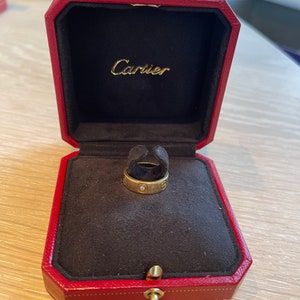 Cartier 18K White Gold Love Wedding Band 3 Diamonds W-Box & Certificate - Size J/K image 3