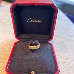 Cartier 18K White Gold Love Wedding Band 3 Diamonds W-Box & Certificate - Size J/K image 2