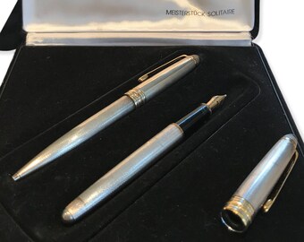 Vintage Mont Blanc Meisterstuck Solitaire Fountain Pen & Ball point Pen set