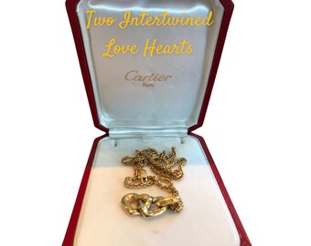 Cartier Two Linked Heart Pendant & Chain 18k Gold with Original certificates