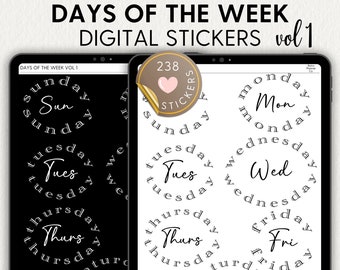 WEEKDAY DIGITAL STICKERS Noteful Goodnotes Stickers Days of the Week Planner Words png file  Essential Everyday Text for Digital Planners