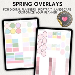 Lenteweek gekleurde achtergronden voor digitale planners Goodnotes Noteful Samsung Notes staand landschap Aanpasbare insteekstickers