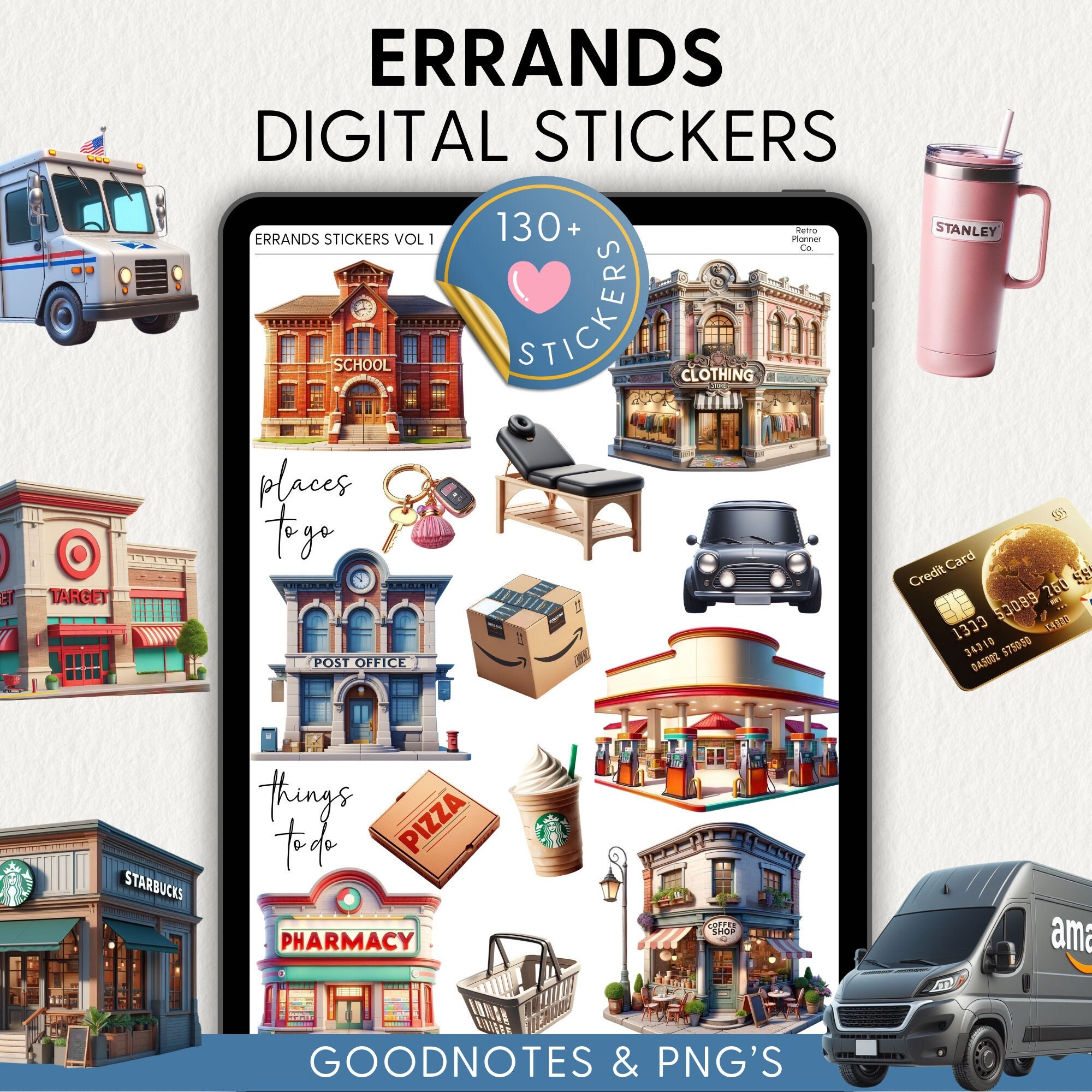 ERRANDS Digital Planner Stickers Chores Goodnotes Noteful Functional ...