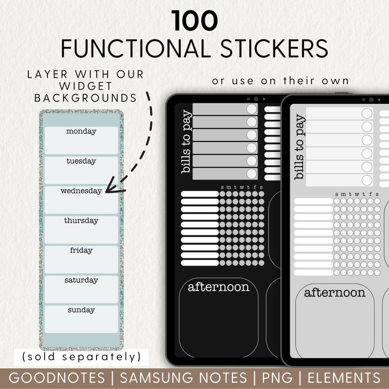 ESSENTIAL WIDGETS VOL 2, Digital Planner Stickers Goodnotes Noteful ...