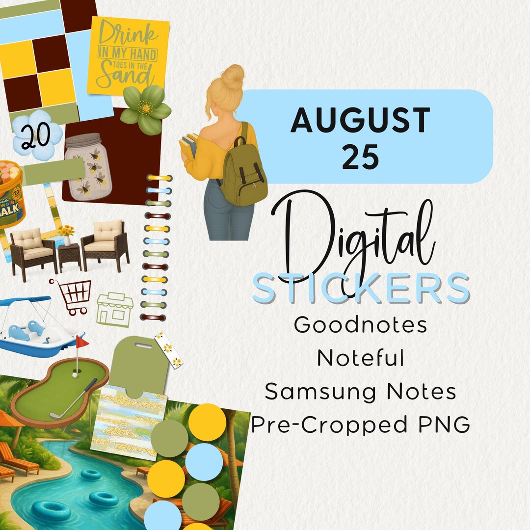 August Digital Planner Stickers Noteful Goodnotes Samsung Notes Png ...