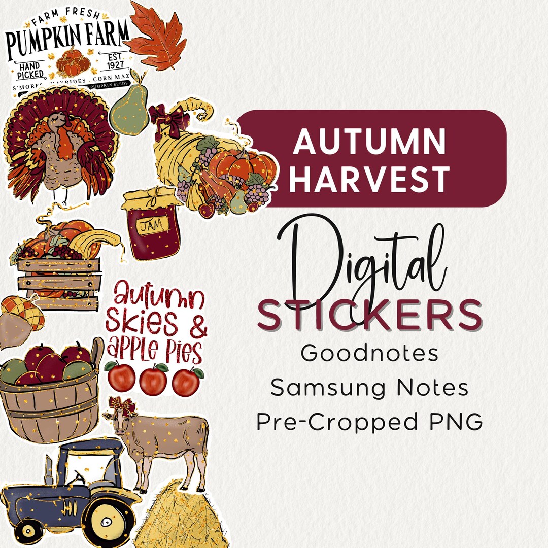 Autumn Harvest DIGITAL STICKERS, Fall Goodnotes Noteful Png Samsung ...