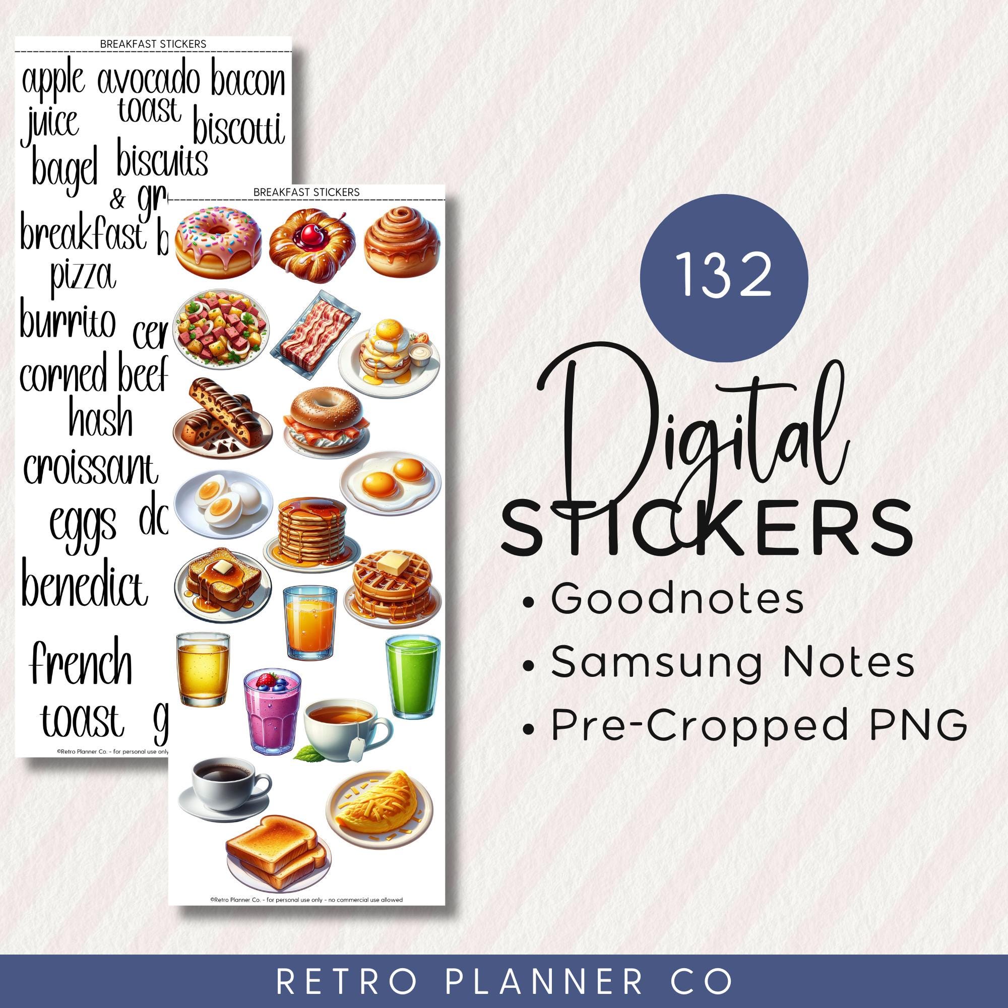 Design Notes Food BREAKFAST FOODS Digital Stickers Goodnotes Noteful Samsung Notes Png ...