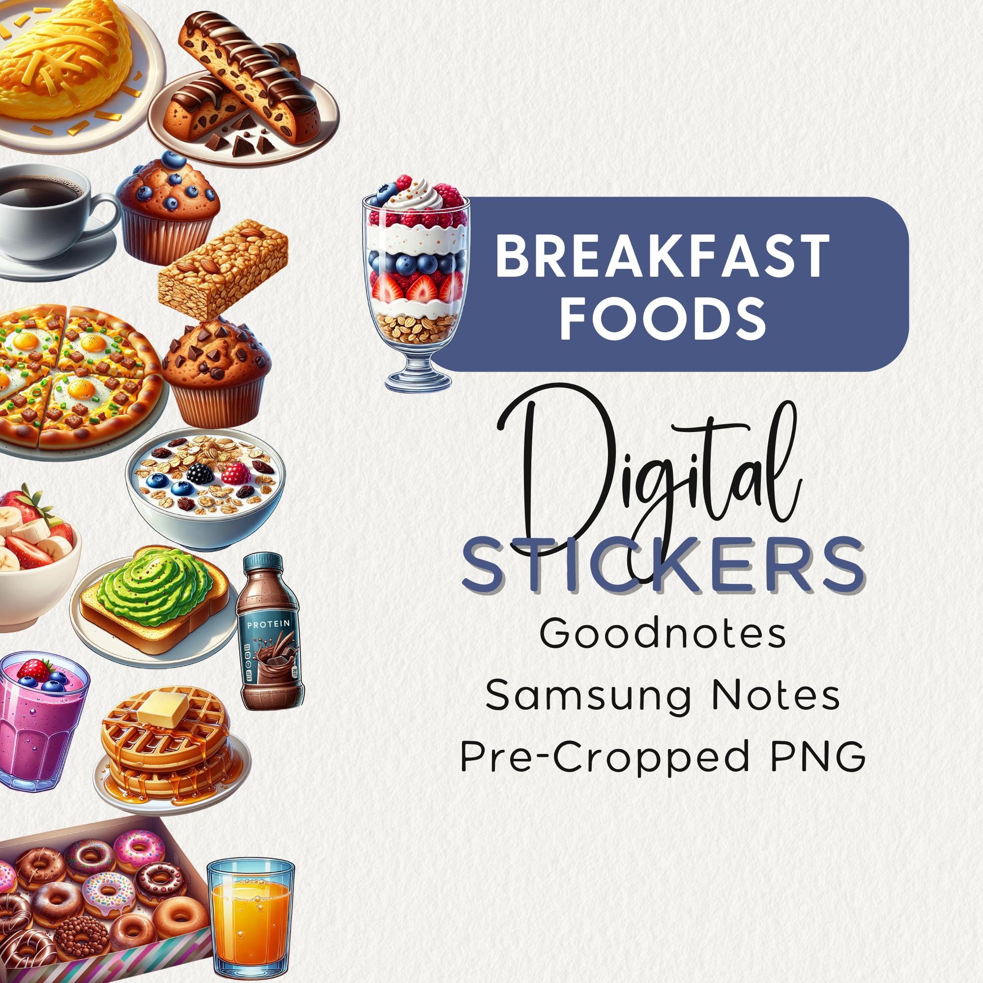 Design Notes Food BREAKFAST FOODS Digital Stickers Goodnotes Noteful Samsung Notes Png ...