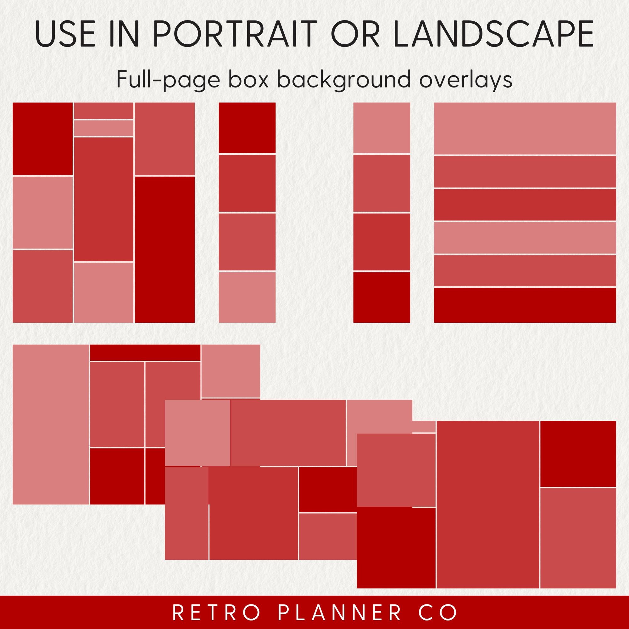 Red Color Blocks and Shape Backgrounds Digital Stickers Noteful ...