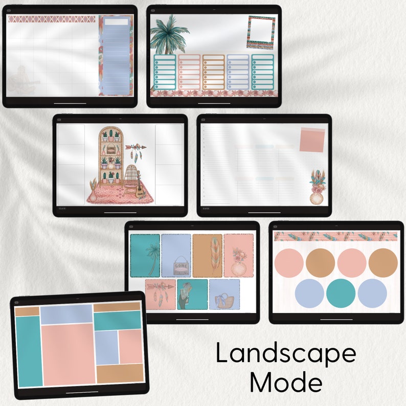 Pre-decorated DIGITAL PLANNER PAGES Boho Summer Noteful Goodnotes ...