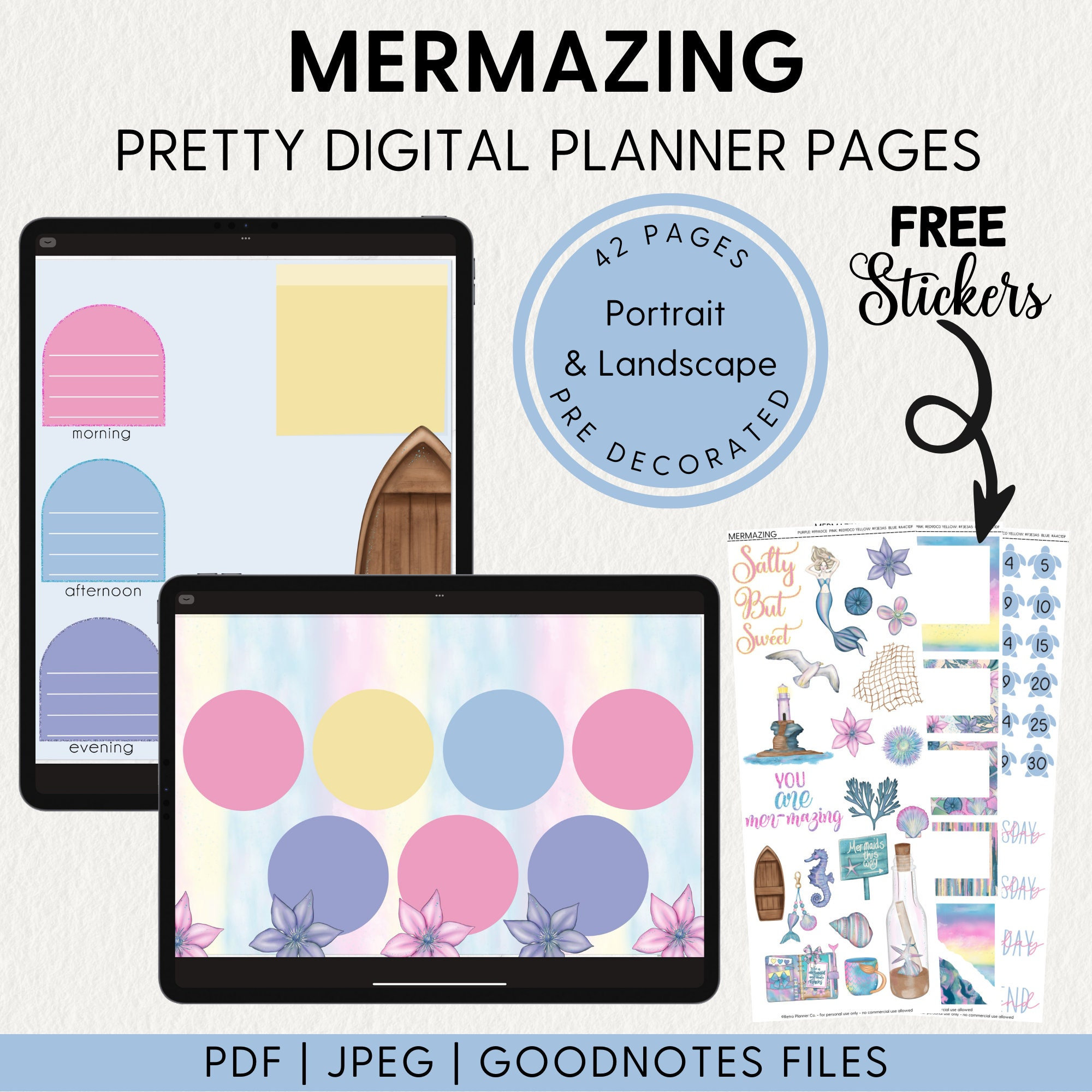 Pre-decorated DIGITAL PLANNER PAGES Goodnotes Noteful Samsung Notes ...