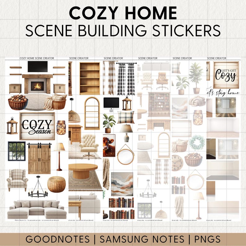 Cozy HOME SCENE CREATOR Digital Planner Stickers Goodnotes Noteful ...