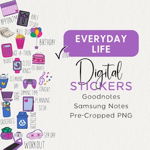 ALLTAG digitale STICKER, Mama-Leben, Grundlegende Hausarbeiten, Icons, iPad, Goodnotes, individuelle PNGs, Planner Stickers, täglicher Haushalt