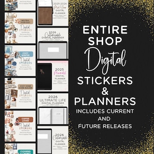 Digital Stickers Planner Bundle Goodnotes Noteful Samsung Notes 2026 Whole Shop
