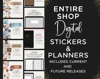 Digital Stickers Planner Bundle Goodnotes Noteful Samsung Notes 2026 Whole Shop